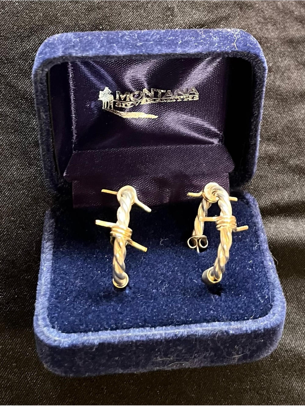 Montana Silversmiths Silver Twisted Rope with Gold Barbs Earrings